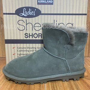 KIRKLAND SIGNATURE Women's Genuine Sheepskin Shearling Short Wedge Boots, Green